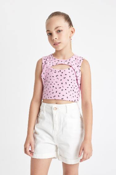 Girl Patterned Crop Top