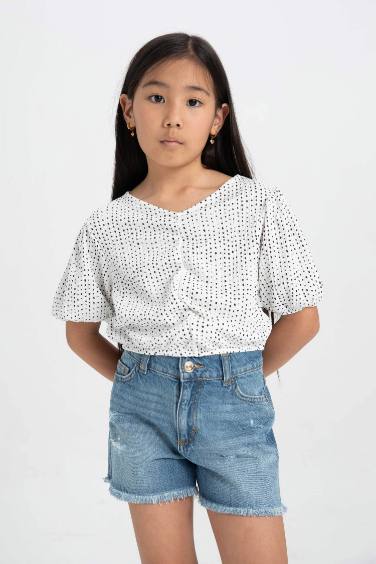 Girl Relax Fit Crinkle Fabric T-Shirt