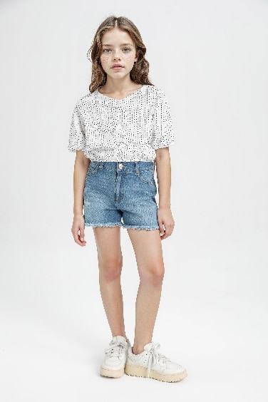 Girl Relax Fit Crinkle Fabric T-Shirt