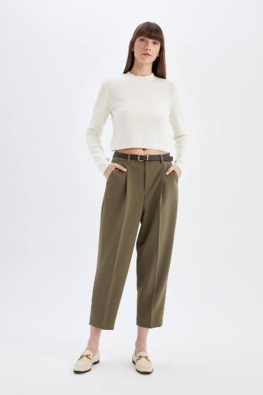 Carrot Fit Ankle Length With Pockets Trousers