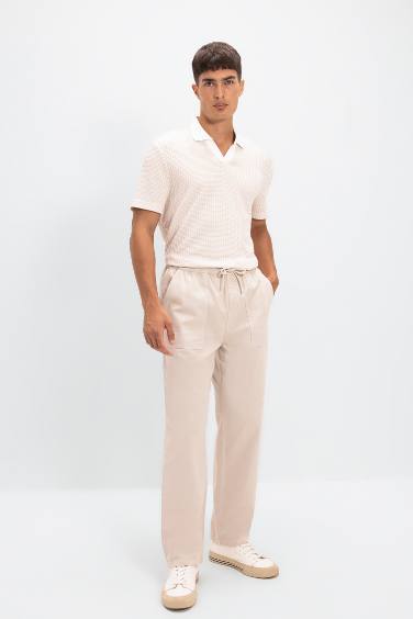 Straight Wide Gabardine Trousers