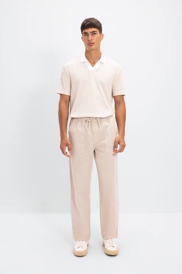 Pantalon droit large en Gabardine
