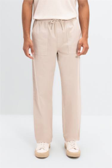 Pantalon droit large en Gabardine