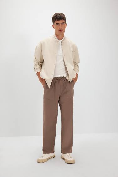 Straight Wide Gabardine Trousers