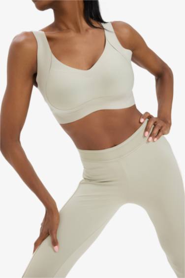 V Yaka Ağır Kumaş Sporcu Bra - Görsel 5