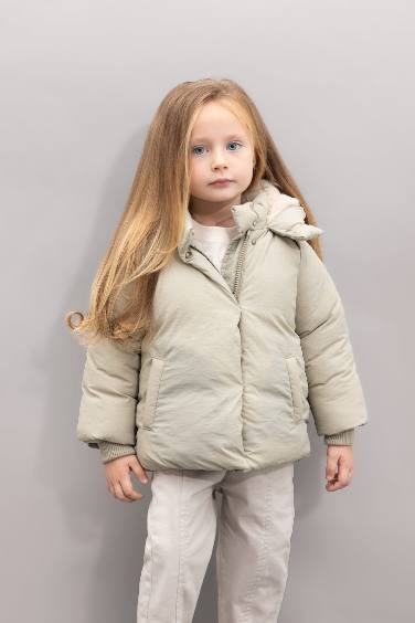 Baby Girl Hooded Waterproof Soft Furry Puffer Jacket