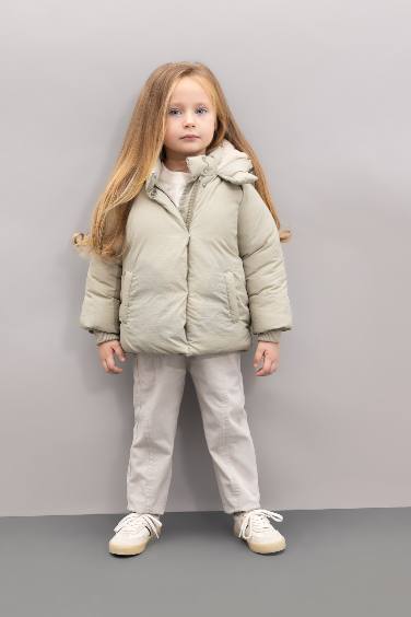Baby Girl Hooded Waterproof Soft Furry Puffer Jacket