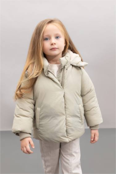 Baby Girl Hooded Waterproof Soft Furry Puffer Jacket