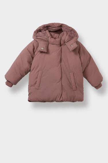 Baby Girl Pockets Hooded Puffer Jacket