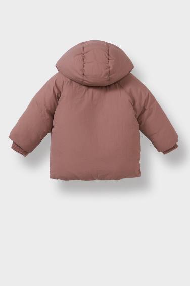 Baby Girl Pockets Hooded Puffer Jacket