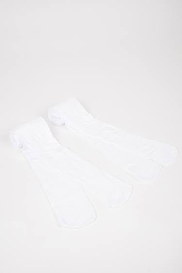 شرابات كيلون بناتي أبيض - قطعتين