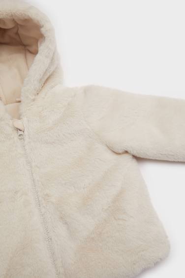 Baby Girl Hooded Zippered Plush Jacket
