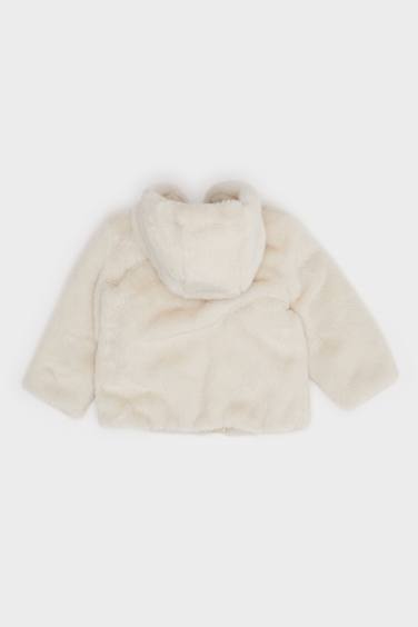 Baby Girl Hooded Zippered Plush Jacket