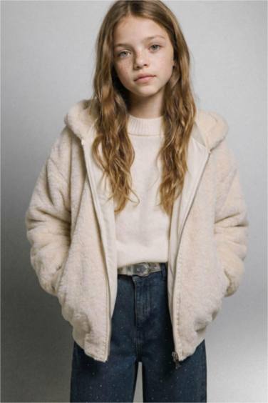 Girl Double Sided Hooded Zippered Jacket