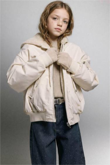 Girl Double Sided Hooded Zippered Jacket