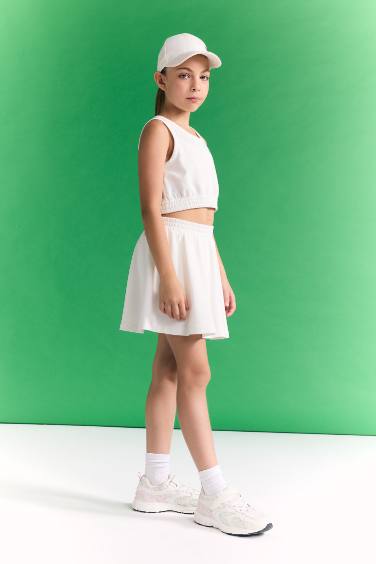 Girl Printed Sleeveless T-Shirt Skirt 2 Piece Set