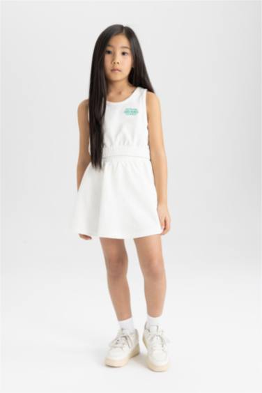 Girl Printed Sleeveless T-Shirt Skirt 2 Piece Set