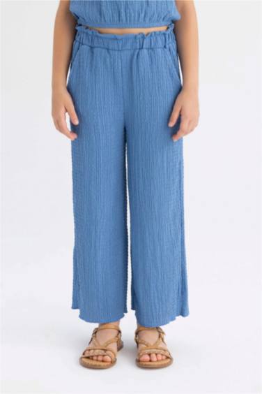 Girl Wide Leg Wrinkled Trousers