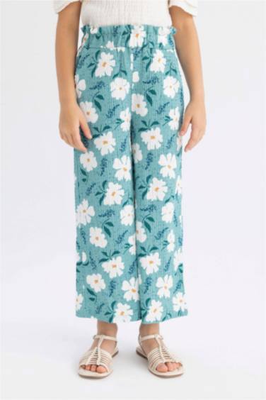 بنطلون وايد ليج فلورال برجل واسع