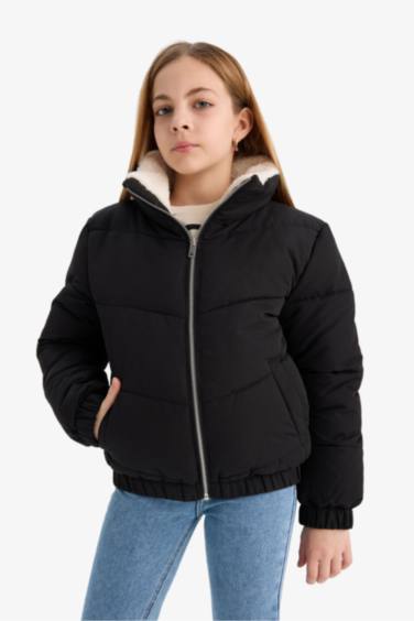 Girl Plush Lined Zippered Puffer Jacket