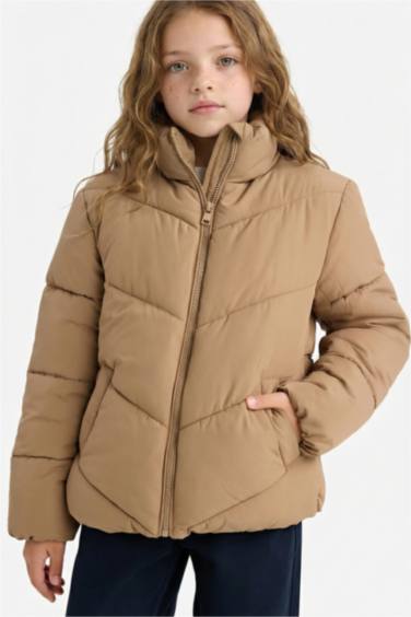 Girl Waterproof Fleece Lined Puffer Jacket