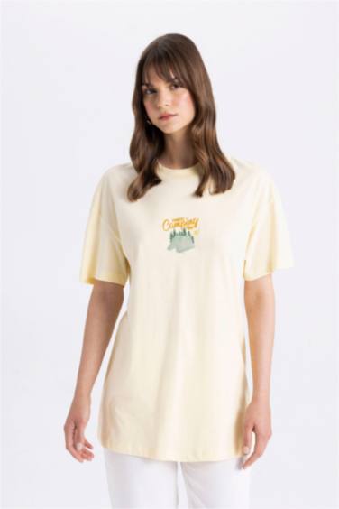 Printed Crew Neck Short Sleeve T-Shirt Tunic