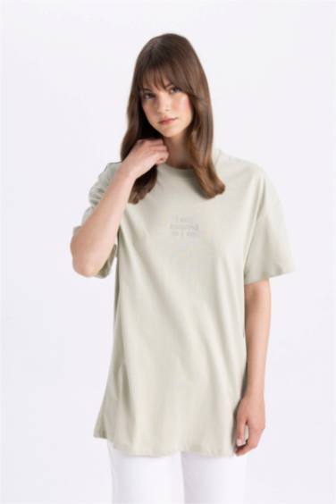 Crew Neck Printed Short Sleeve T-Shirt Tunic