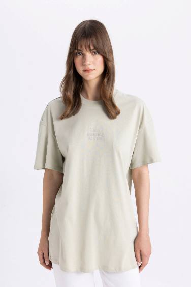 Crew Neck Printed Short Sleeve T-Shirt Tunic