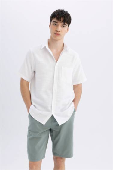 Regular Fit Gabardine Regular Hem Bermuda