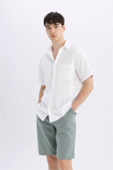 Regular Fit Gabardine Regular Hem Bermuda