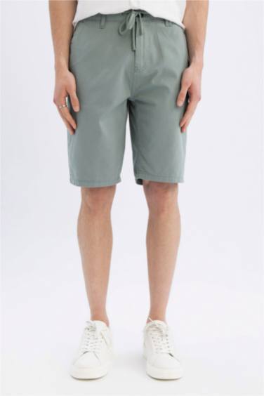 Regular Fit Gabardine Regular Hem Bermuda