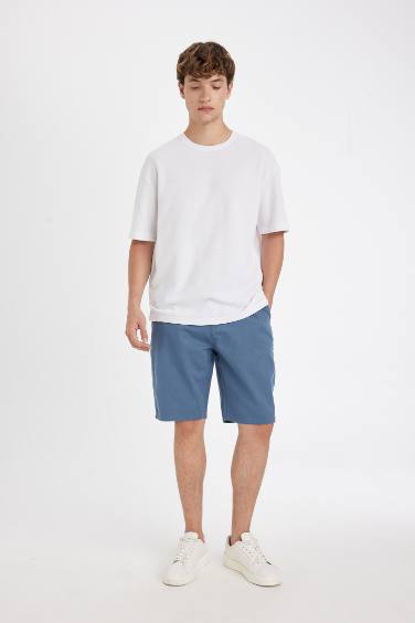 Regular Fit Gabardine Regular Hem Bermuda