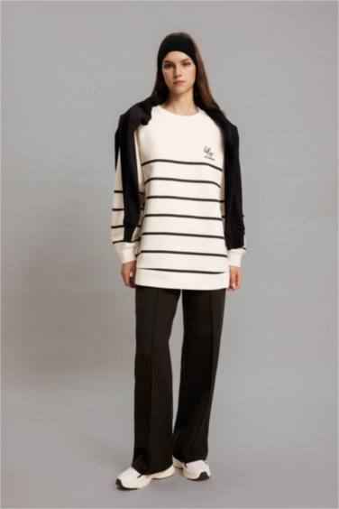 Sweat-shirt Tunique épais coupe régulière imprimé à Col Rond Intérieur en Fourrure Douce