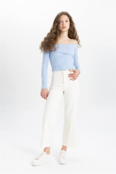 Slim Fit Off Shoulder Camisole Long Sleeve T-Shirt