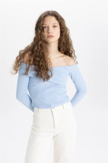 Slim Fit Off Shoulder Camisole Long Sleeve T-Shirt