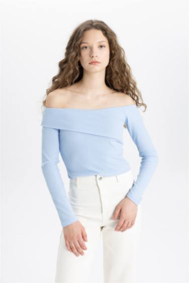 Slim Fit Off Shoulder Camisole Long Sleeve T-Shirt