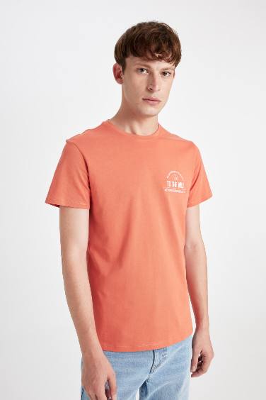 T-Shirt Slim imprimé à Manches Courtes Col Rond