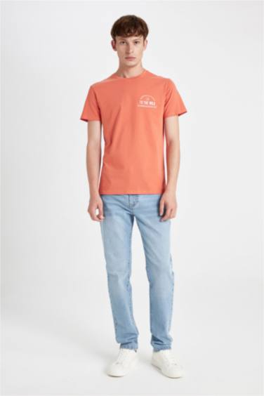 T-Shirt Slim imprimé à Manches Courtes Col Rond