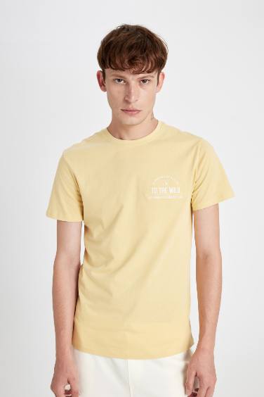 T-Shirt Slim imprimé à Manches Courtes Col Rond