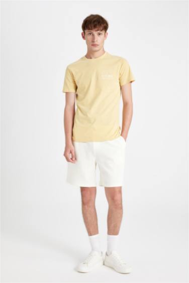 T-Shirt Slim imprimé à Manches Courtes Col Rond