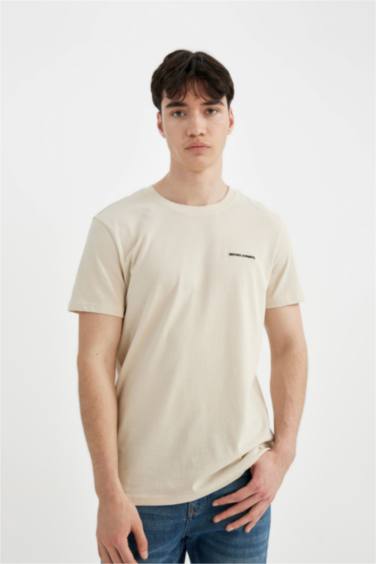 T-Shirt Slim imprimé à Manches Courtes Col Rond