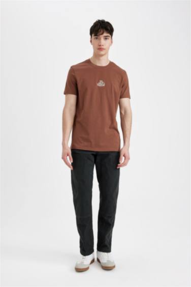 Slim Fit Crew Neck Printed Short Sleeve T-Shirt