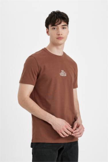 Slim Fit Crew Neck Printed Short Sleeve T-Shirt