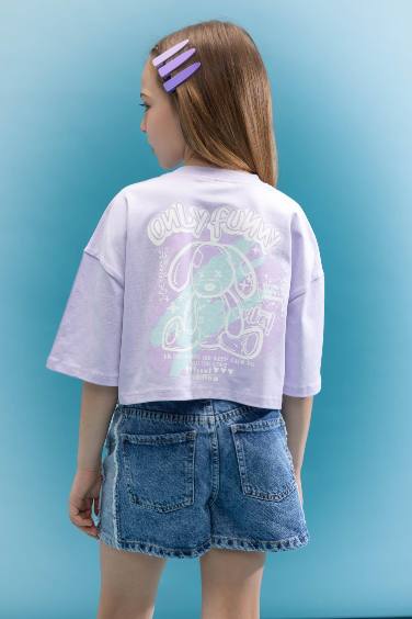 Girl Printed Short Sleeve Crop T-Shirt