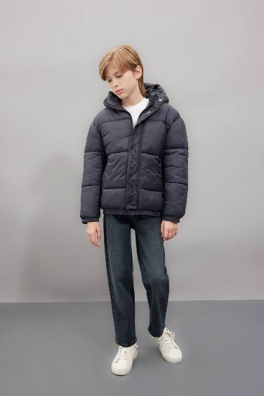 Boy Hooded Zippered Pocketed Waterproof Jacket