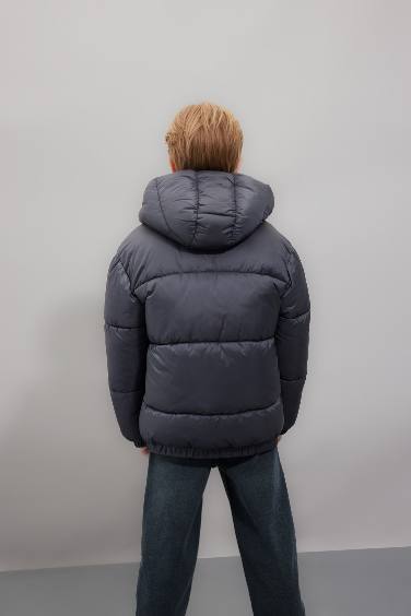 Boy Hooded Zippered Pocketed Waterproof Jacket