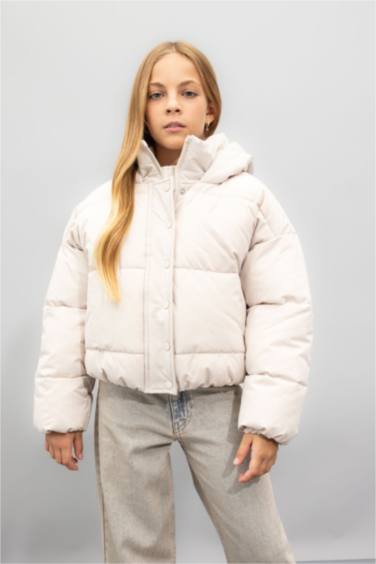 Su Geçirmez Kapüşonlu Şişme Mont Kız Çocuk