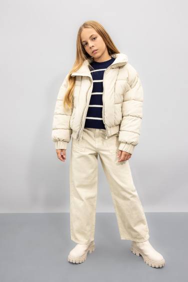 قمصلة نفخ بناتي طارد للماء بغطاء للرأس