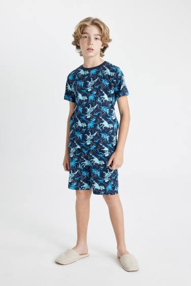 Boy Dinosaur Printed Short Sleeve 2 Piece Pajama Set