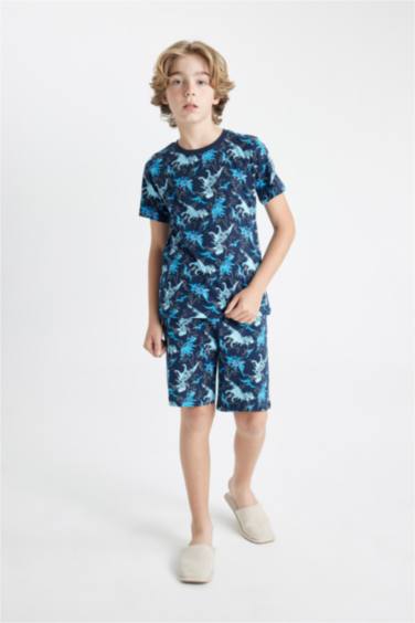 Boy Dinosaur Printed Short Sleeve 2 Piece Pajama Set